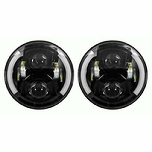 Metra Electronics 7 in. Round 6 LED Headlight with Partial Halogen Black METJP-703B